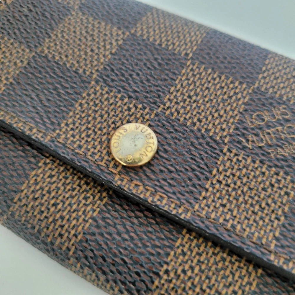 Louis Vuitton Damier Ebene 6 Key Holder Wallet Brown Canvas Made in France